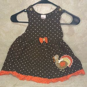 Thanksgiving baby corduroy turkey ruffled dress
